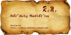 Ráduly Madléna névjegykártya